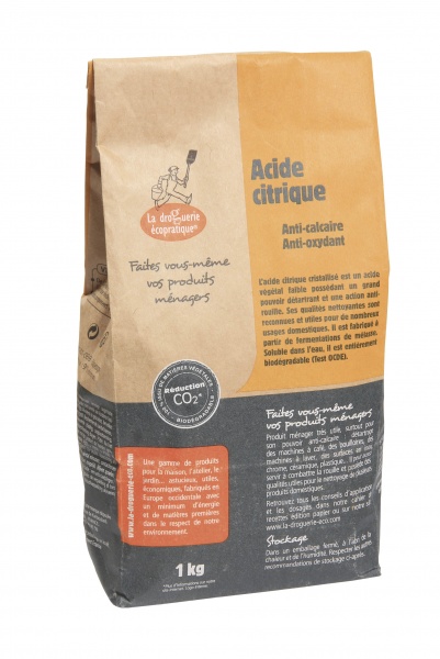Sitronsyre pulver 1 kg i papirpose fra La droguerie écopratique